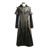 Double Sleeves Steampunk Brown Leather Hooded Men Long Coat