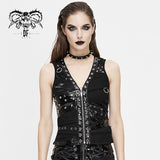 Cyber Punk Asymmetrical Design Heavy Metal Sexy Ladies Black Small Mesh Vests