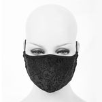 Gothic Floral Patterned Unisex Velvet Embossed Black Masks