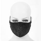 Gothic Floral Patterned Unisex Velvet Embossed Black Masks