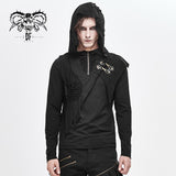 Devil Fashion Designer Asymmetric Tatters Worn Out Hooded Winter Shirts