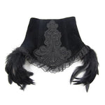Gothic Party Accessory Sexy Women Feather Velveteen Black High Collar