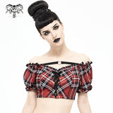 Sst019C Scottish Red Plaid Swimsuit Blouse