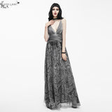 Punk Wedding Branch Embroidery Smoky Pattern Sexy Women Silk Chiffon Halter Dress