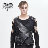 Band Asymmetric Punk Rock Men Black Waistcoats With Pockets