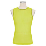 'Caution' Punk Mesh Tank Top (Yellow Ledbetter)