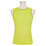 'Caution' Punk Mesh Tank Top (Yellow Ledbetter)