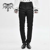 Punk Wedding Men Gothic Trousers With Side Bottons And Side Flocking