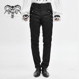 Punk Wedding Men Gothic Trousers With Side Bottons And Side Flocking