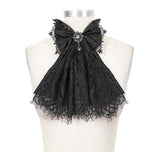 'Wednesday' Gothic Lace Bow Tie (Coal)