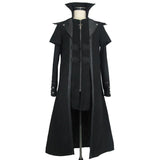 Gothic Men Fake Two Pieces High Collar Woollen Long Coats