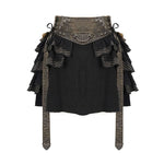 Steampunk Girls Multi Layer Wavy Edges Striped Short Half Skirt With Corset