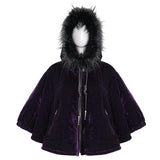 'Sweet Oblivion' Gothic Cape With Fur Lined Hood (Purple)