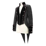 Gorgeous Gothic Party Jacquard Floral Pattern Men Velveteen Swallowtail Coat