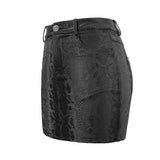 Skt126 Snakeskin Print Asymmetric Skirt