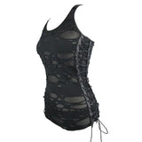 Tt113 Summer Punk Women Broken Holes Vest