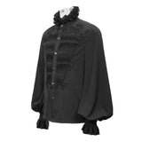 Hand Embroidered Coffin Shape Gothic Flower Braid Men Chiffon Shirt