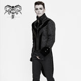 Bird Shaped Patchwork Black Zipper Up Gothic Men Jacket