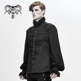 Hand Embroidered Coffin Shape Gothic Flower Braid Men Chiffon Shirt