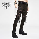 Steampunk Multi Loops Embroider Lace Up Legs Men Trousers