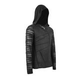 Everyday Wear Men Irregular Striped Patchwork Punk Bandage Hooded Top