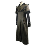 Double Sleeves Steampunk Brown Leather Hooded Men Long Coat