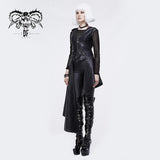 Zipper Up Asymmetric Sleeveless Women Punk Rock Mid Length Leather Dress