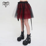 Medusa' Punk Black and Red Flared Skirt