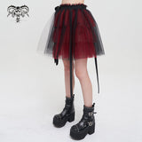 'Medusa' Punk Black and Red Flared Skirt