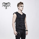 Summer Punk Rock Patchwork Unedged Distressed Men Vest