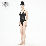 Sst013 Waist Straps And Mesh Spliced Swimsuit