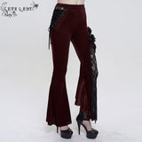 ‘Last Flight' Asymmetric Gothic Flared Pants (Red)