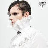 As07602 Unisex Gothic White Pleated High Neck Collar