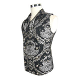 Gothic High Quality Western Fashion Black And Silver Palace Floral Men Short Waistcoats