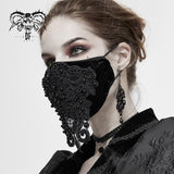 Gothic Black Beaded Velvet Sexy Women Lace Mask