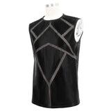 Tt161 Men Shiny Knit Patchwork Vest