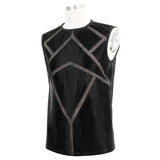 Tt161 Men Shiny Knit Patchwork Vest