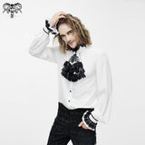 Gothic Western Fashion Palace Embroidered Ruffled Sleeves White Men Chiffon Shirts