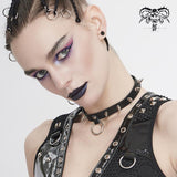 Punk Rock Women Spiked Metal Ring Leather Chocker