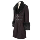 'Master Of Death' Gothic Fur Collar Coat (Wine)