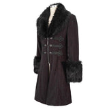 'Master Of Death' Gothic Fur Collar Coat (Wine)