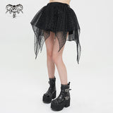 'Sabbath' Flared Mesh Punk Skirt