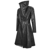 'Villain Blues' Punk Faux Leather Trench Coat (Black)