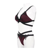 Sst008 Burgundy Gothic Lace Swimsuit Set