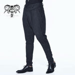 European Stylish Gothic Jacquard Oversize Black Breeches Men Trousers