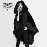 Gothic Velvet Long Fur Hooded Cloak