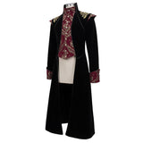 Gothic Jacquard Black Stand Collar Embroidery Men Long Coat