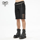 Pt140 Punk Rough Rope Mesh Spliced Men Fifth Trousers