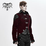 Vintage Hook Clasp Men Wine Gothic Embroidered Fake Two Pieces Dress Jacket