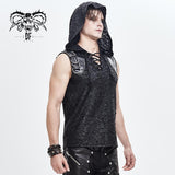 Devil Fashion Biker Punk Rock Metallic Hooded Tattered Knit Men Top